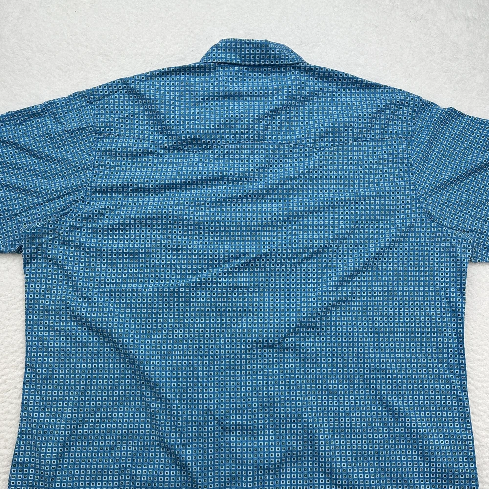 Wrangler Wrancher Shirt Mens 2XT Blue Western Pearl Snap Short Sleeve MTW1446